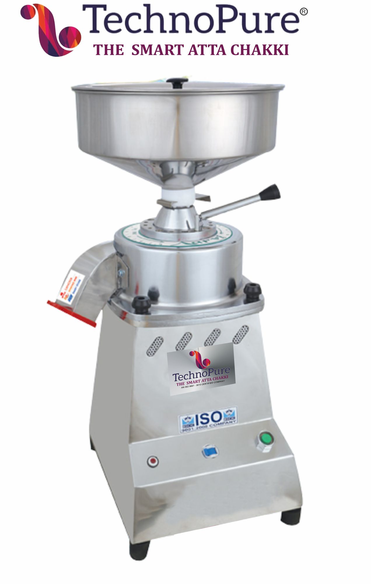 TechnoPure Automatic Domestic Flour Mill Machine for Home, Gharghanti Smart Atta Chakki 1.50 HP Single Phase Motor 8-15 Kg/Hour
